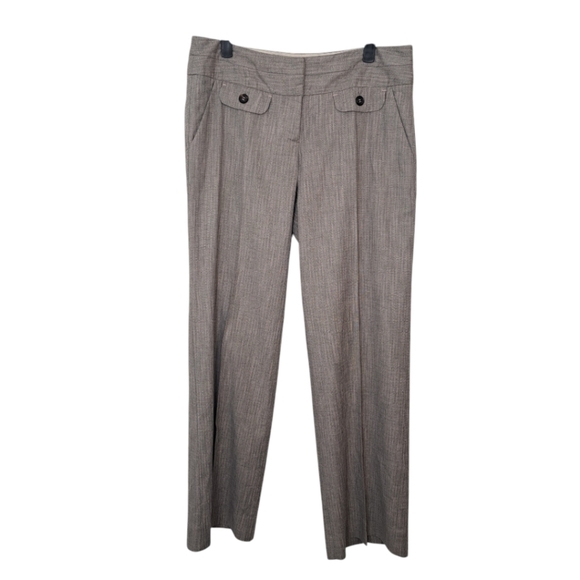 Cartonnier Anthropologie Grey Pink Woven Pleat Low Rise Cropped Dress Pants Sz 8 - Picture 1 of 6